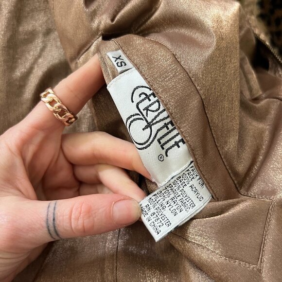 Vintage 1980s/90s Reversible Cheetah Gold Metallic Oversized Zip Up Jacket - Picture 8 of 8